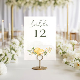 Numeração De Mesa Lemon Kissed Wedding Table Number Card
