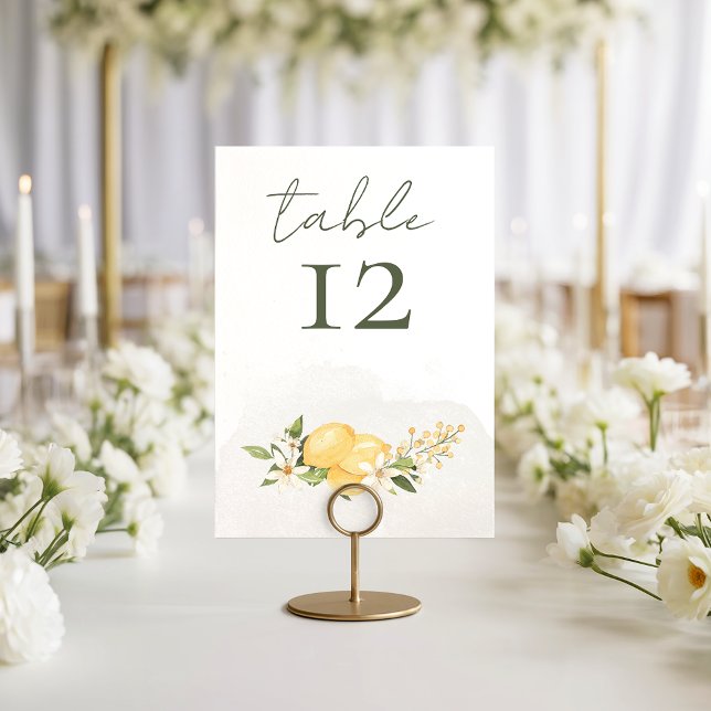 Numeração De Mesa Lemon Kissed Wedding Table Number Card (Criador carregado)