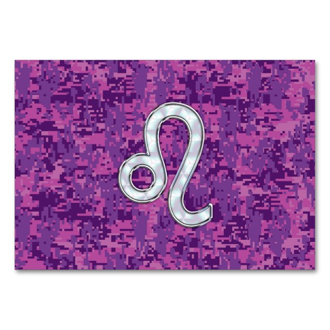 Numeração De Mesa Leo Zodiac - Sinal da Camuflagem Digital Fuchsia (Frente)