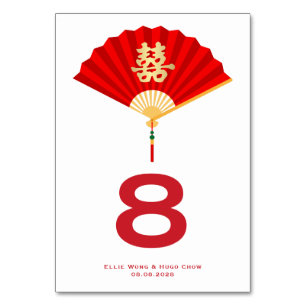 Numeração De Mesa Leque Chinês e Dupla Felicidade Casamento Chinês