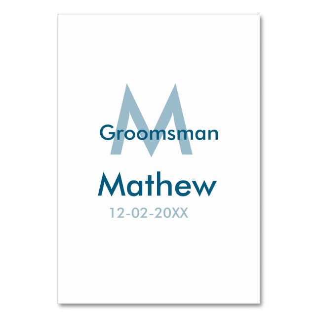 Numeração De Mesa Letra maiúscula do nome do padrinho azul marinho d (Frente)