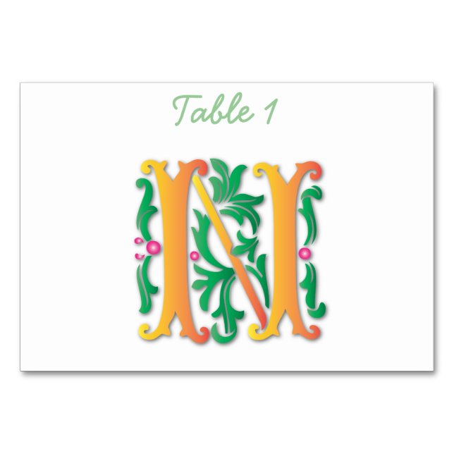 Numeração De Mesa Letra N Monograma Fleur de lis (Frente)