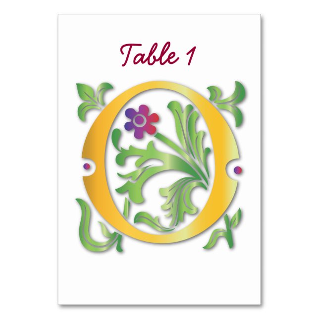 Numeração De Mesa Letra O Monograma Fleur de lis (Frente)