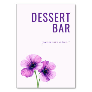 Numeração De Mesa Letreiro de Barra de Sobremesas Florais Roxo Diver