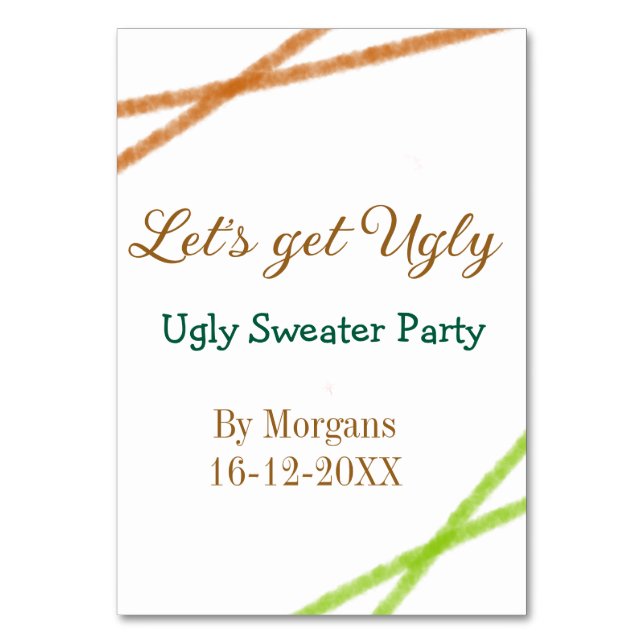 Numeração De Mesa Let's get ugly Christmas ugly sweater Partyorange  (Frente)