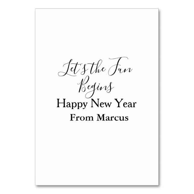 Numeração De Mesa lets the fun begins happy new year name year simpl (Frente)
