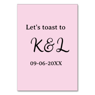 Numeração De Mesa Let's toast to wedding engagement name letter pink