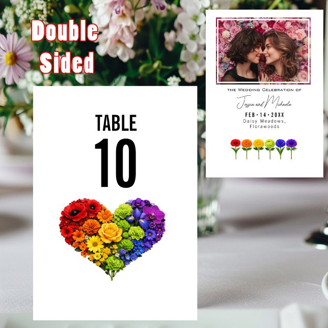 Numeração De Mesa LGBTQ+ com foto Floresçam Juntos (LGBTQ+ with photo Flourish Together Table Number)