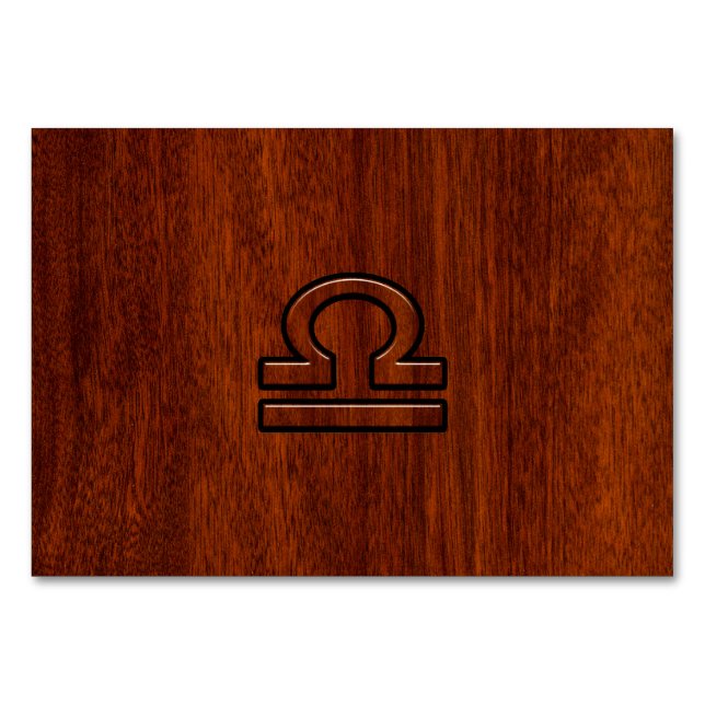 Numeração De Mesa Libra Zodiac - Símbolo de Mahogany Style Impressão (Frente)