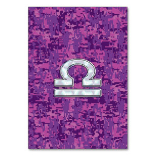 Numeração De Mesa Libra Zodiac - Sinal da Fúchsia Digital Camo