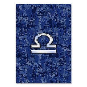 Numeração De Mesa Libra Zodiac - Sinal de camo digital azul