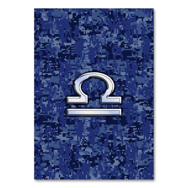 Numeração De Mesa Libra Zodiac - Sinal de camo digital azul (Frente)
