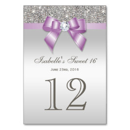 Numeração De Mesa Lilac Faux Arco Silver Sequins Sweet 16