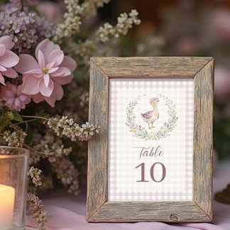 Numeração De Mesa Lilac Gingham Baby Goose Table Number LPM26