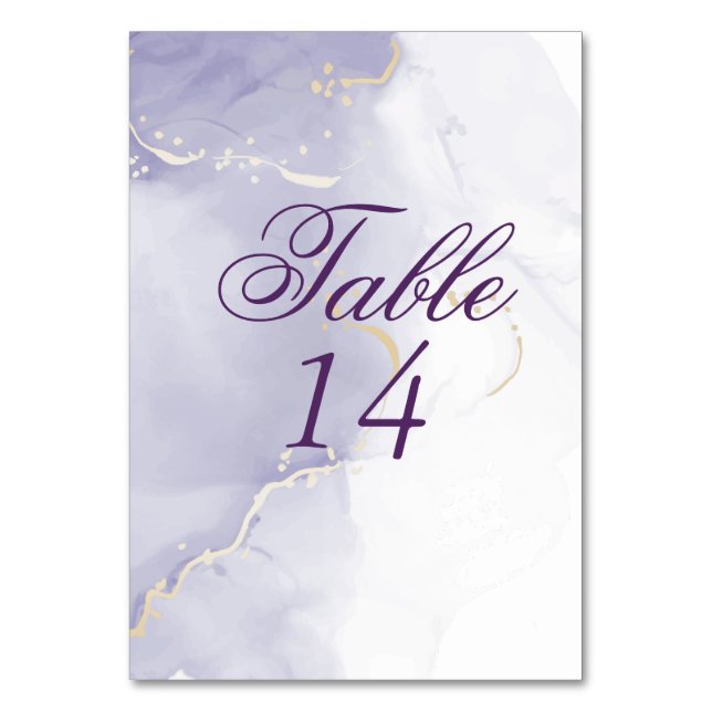 Numeração De Mesa Lilac Plum Purple Watercolor Splash (Frente)