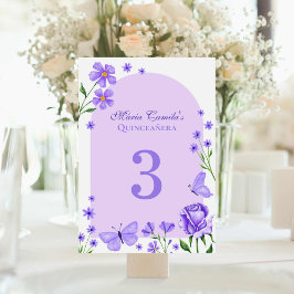 Numeração De Mesa Lilac Purple Floral Mis Quince Años Quinceañera