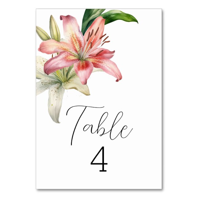 Numeração De Mesa Lilases Rosa e Branco Românticas (Frente)