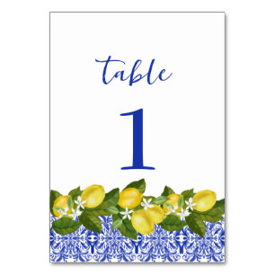 Numeração De Mesa Limone I italiano Lemon & Blue Azulejo Table Numbe