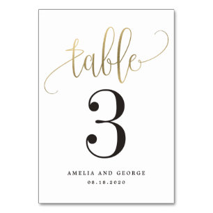 Numeração De Mesa Linda Caligrafia Faux Gold Foil Table Number
