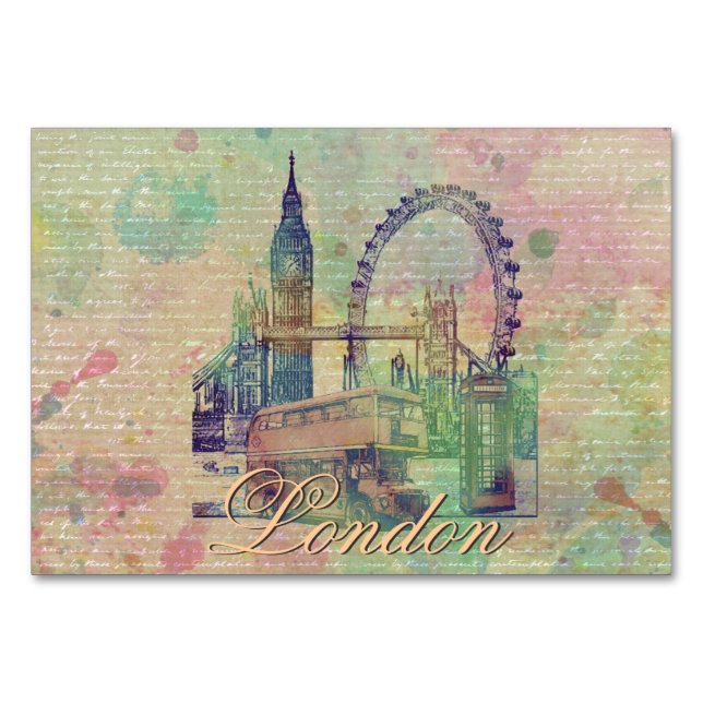 Numeração De Mesa Linda tendência Vintage London Landmarks (Frente)
