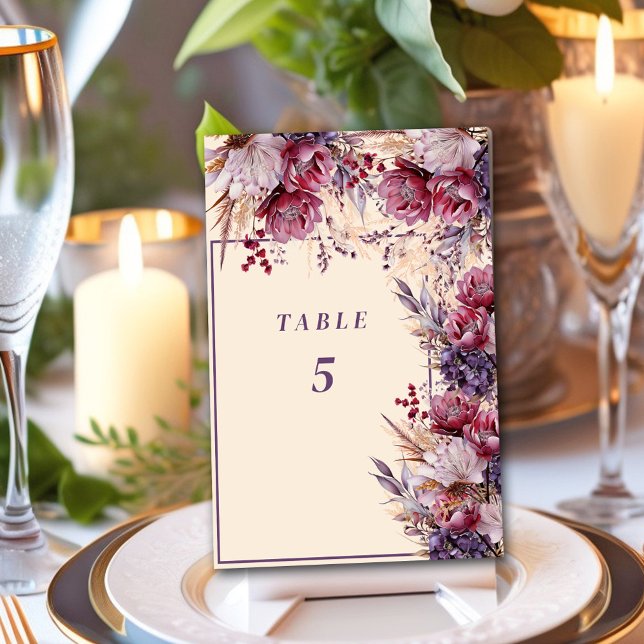 Numeração De Mesa Lindíssimas Flores Rosa e Mauve Elegantes (Criador carregado)