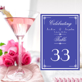 Numeração De Mesa Lindos Nomes de Script Azul Casamento Chic Clássic