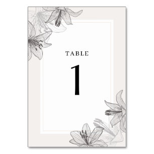 Numeração De Mesa Lírios Florais Ilustrados Clássicos