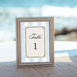 Numeração De Mesa Listras Azuis Casamento de Praia Vintage Costeira 