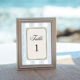 Numeração De Mesa Listras Azuis Casamento de Praia Vintage Costeira 