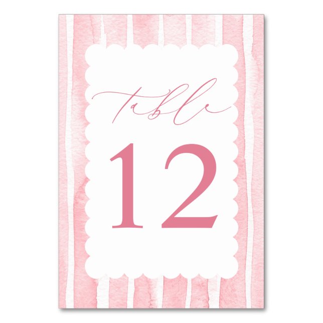 Numeração De Mesa Listras Rosa Elegante Chá de Bebê (Frente)