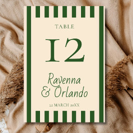 Numeração De Mesa Listras Verdes Garrafa Casamento Retro Minimalista