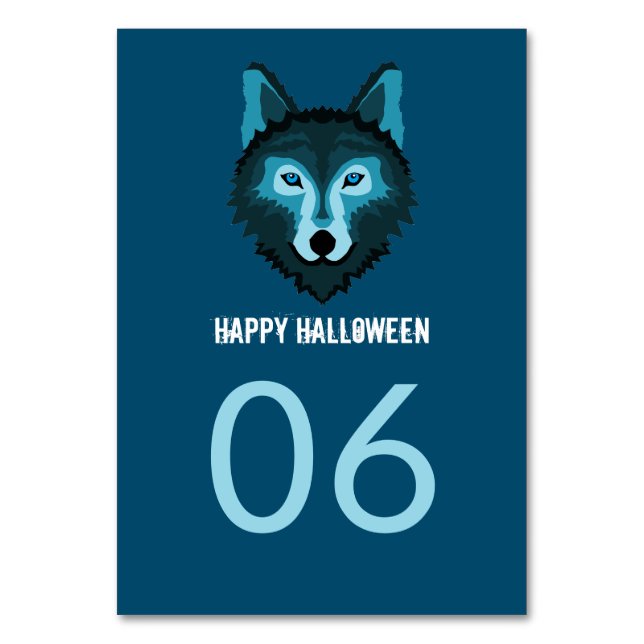 Numeração De Mesa Lobo Azul, Festa de Halloween (Verso)