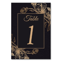 Numeração De Mesa Local Dourado de Design Floral de Metal Faux Negro