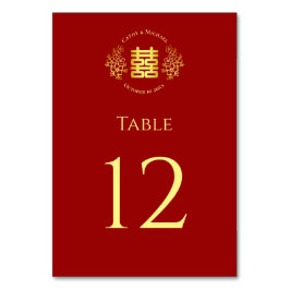 Numeração De Mesa Logotipo floral vermelho de dupla felicidade para