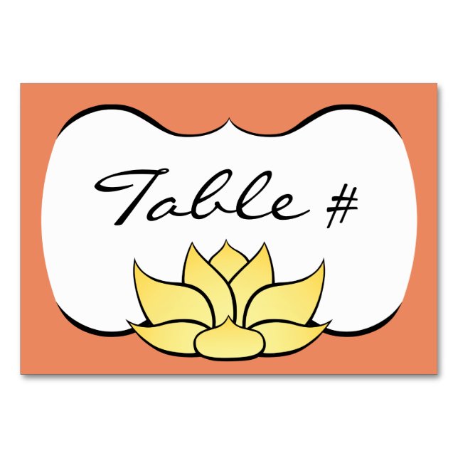 Numeração De Mesa Lotus requintado em placa de Mesa solta (Frente)