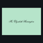 Numeração De Mesa Lucite Green Place Cards Nome Modelo<br><div class="desc">Cartões de lugar verdes com nome modelo. Fonte de script elegante em preto sobre um vazio,  fundo verde claro. O número da tabela pode ser incluído ao adicionar o texto personalizado,  para usar esses cartões como cartões de escolta.</div>