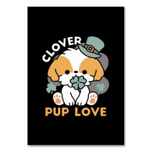 Numeração De Mesa Lucky Pup com Clover - Rua. Presente no Dia de Pat