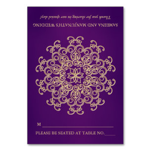 Numeração De Mesa Lugar de assento do estilo de tenda Dourada púrpur