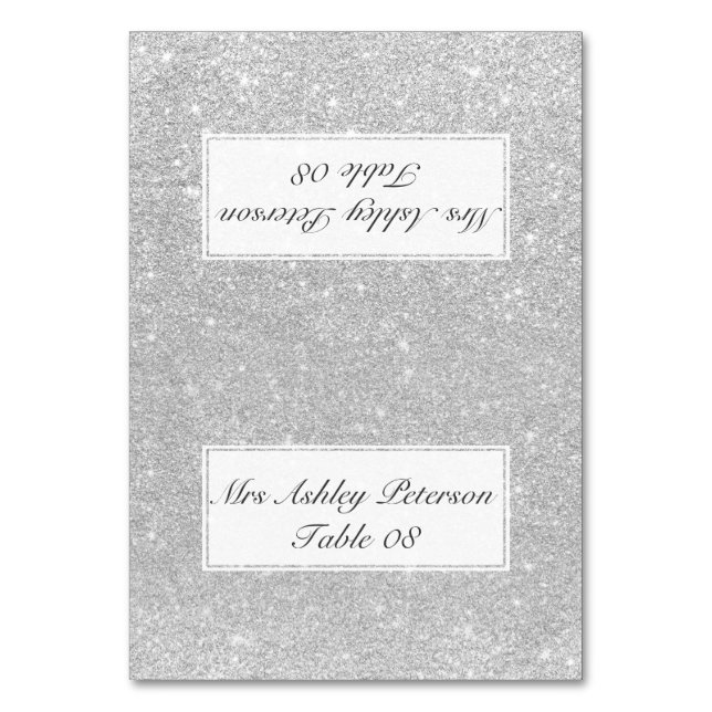 Numeração De Mesa Lugar de casamento da cinza mbre de Silver Faux (Frente)