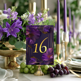 Numeração De Mesa Luminous Violets Purple Wedding Table Number Card