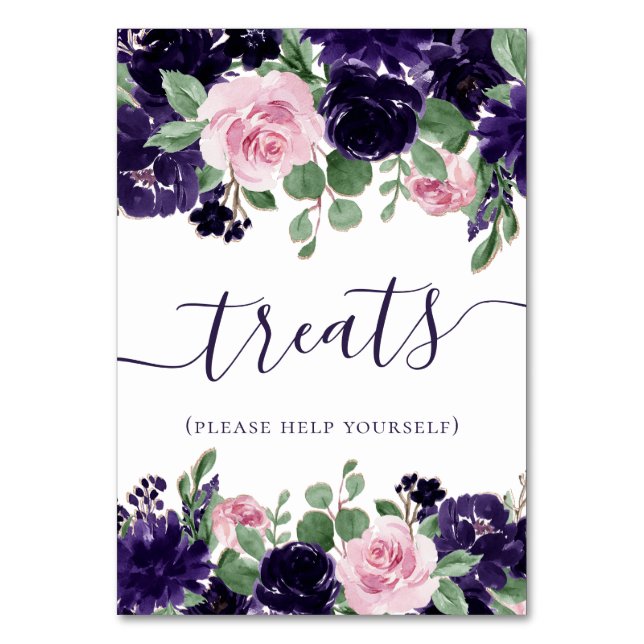 Numeração De Mesa Lush Blossoms | Rosas roxas e rosadas (Frente)