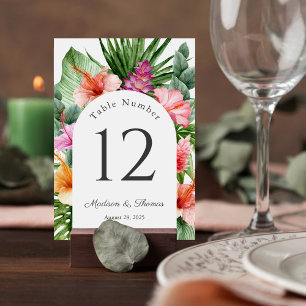 Numeração De Mesa Lush Tropical Watercolor Floral