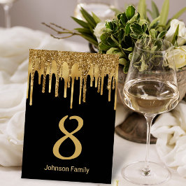 Numeração De Mesa luxo ouro negro pingando relinhas casamento