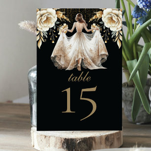 Numeração De Mesa Luxury Black Ivory e Quinceañera Dourada