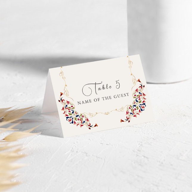 Numeração De Mesa Luxury Botanical Floral Paisley Wedding Place Card (Criador carregado)