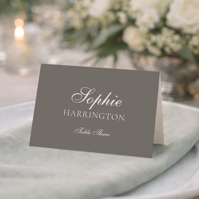 Numeração De Mesa Luxury Taupe Wedding Place Card  (Criador carregado)