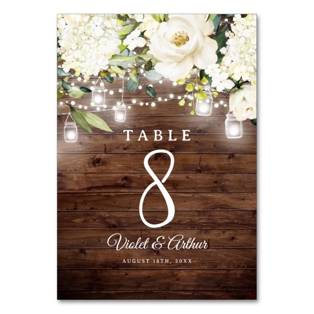 Numeração De Mesa Luzes de Corda Florais Rústicas Casamento (Verso)