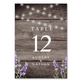 Numeração De Mesa Luzes de Lavanda Rústica para Casamento