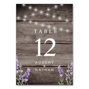 Numeração De Mesa Luzes de Lavanda Rústica para Casamento 