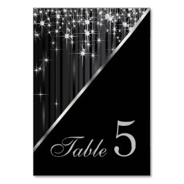 Numeração De Mesa Luzes Negras e Prateadas Estreladas Brilhantes